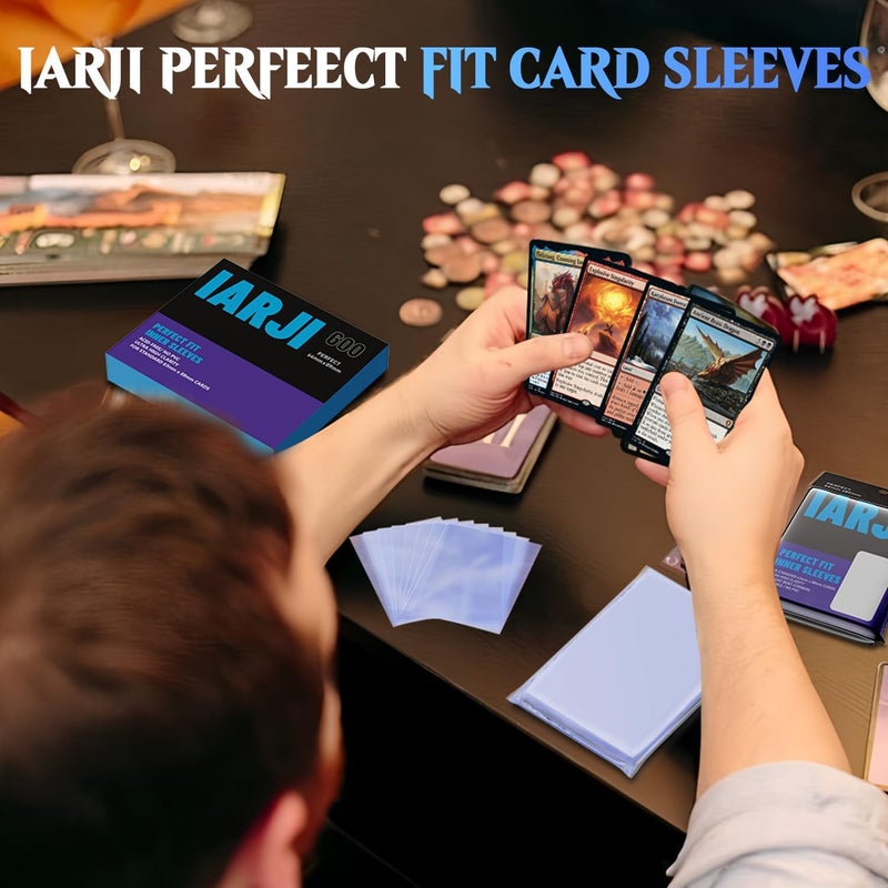 IARJI 600ct Perfect Fit Sleeves, Perfect Fit Card Sleeves, Inner Sleeves MTG, Exact Fits Sleeve for Double-Sleeving, High Clarity Trading Card Sleeve for PKM, TCG, Gaming Cards - Image 4